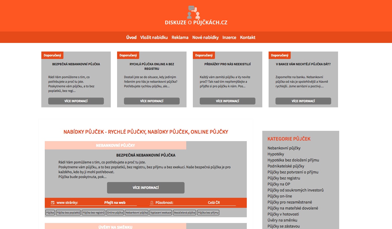 Výroba internetových stránek - Reference, vytvořené internetové stránky - Výroba internetových stránek - Diskuze o půjčkách
