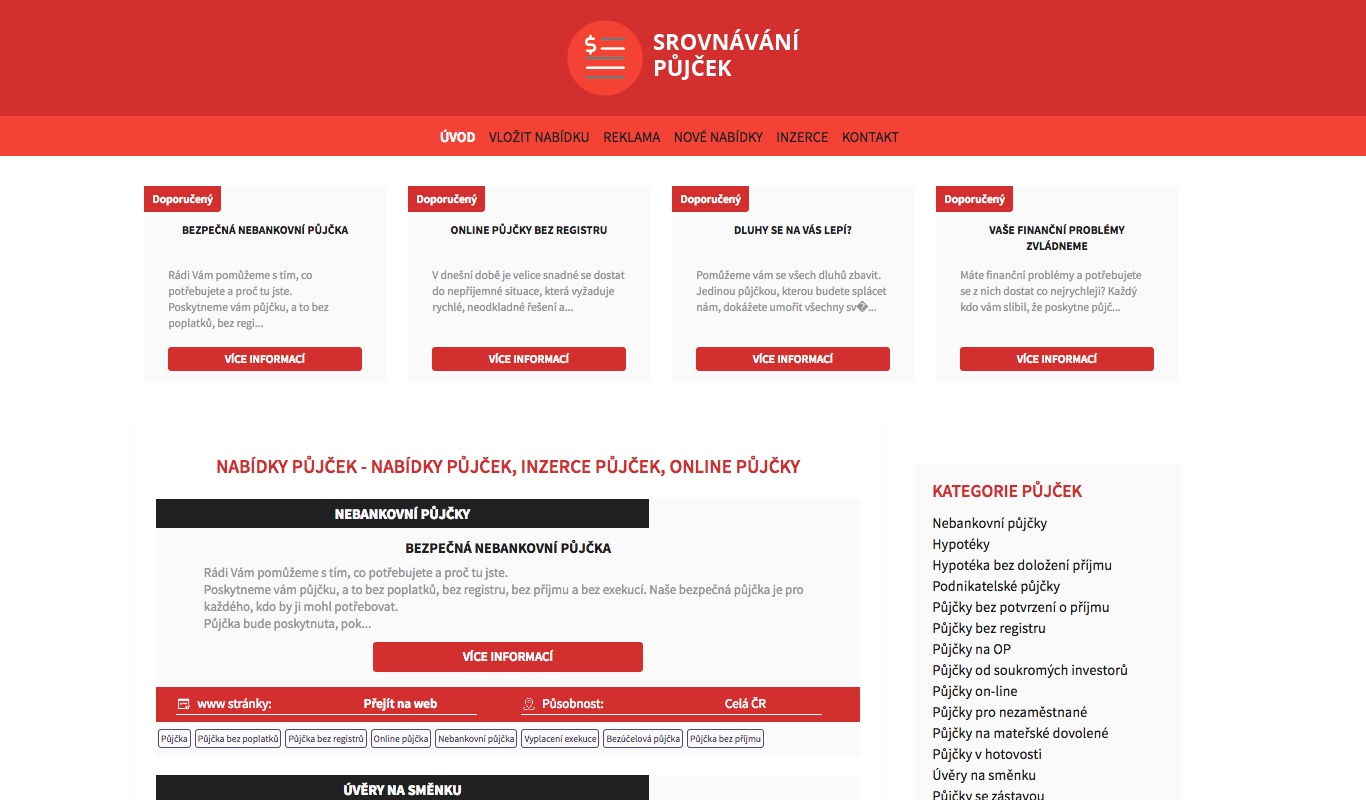 Výroba internetových stránek - Reference, vytvořené internetové stránky - Výroba internetových stránek - Srovnávání půjček